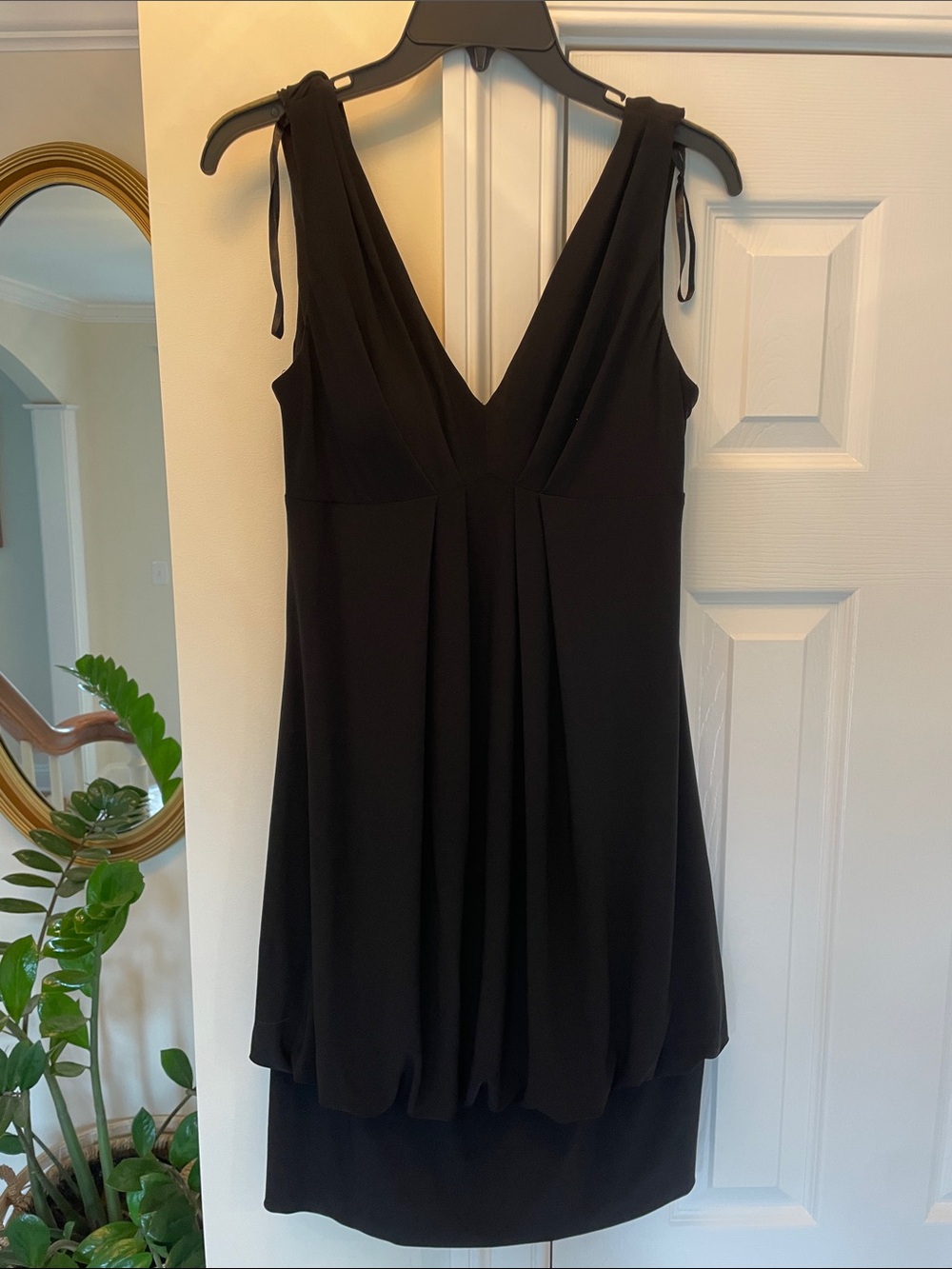 Vintage Eliza J Black V-Neck Bubble Bottom Mini Dress